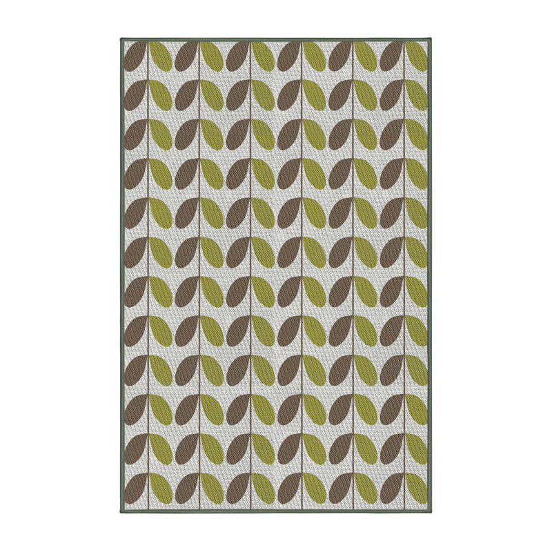 Tapis vert/brun tissé à la machine, Rectangle 5 pi x 7 pi