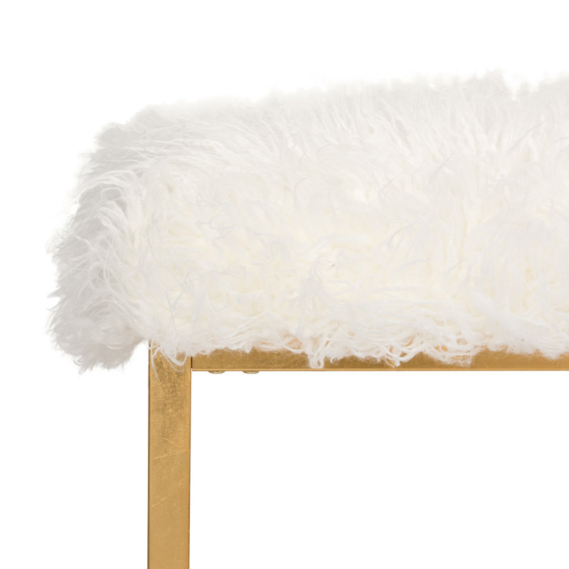 Shepherd Upholstered Ottoman, White Faux Fur