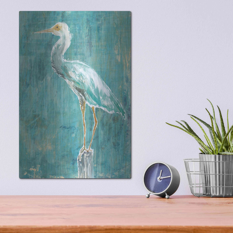 «Coastal Egret II Dark» par Sue Schlabach - reproduction de dessin sans cadre, H 16 po x l 12 po x P 0,13 po