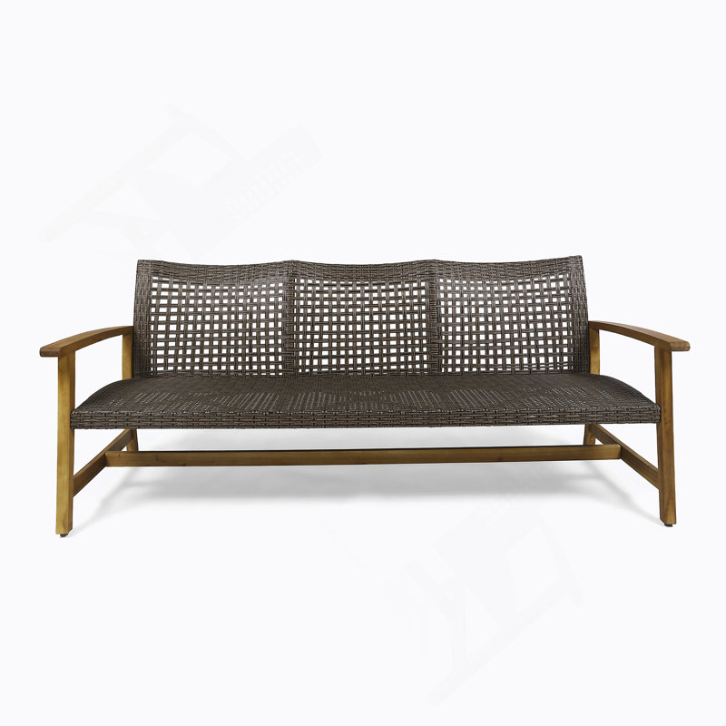 HAMPTON WOOD + WICKER 3 SEATER