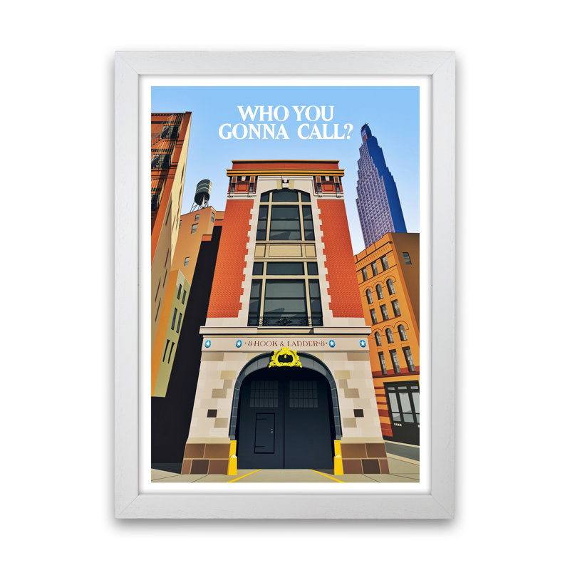 Ghostbusters Day by Richard O'Neill - Print, 63cm H x 46cm W x 3cm D, White Framed