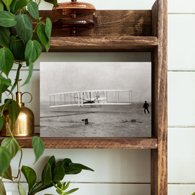 1903 Wright Brothers' Plane Taking Off At Kitty Hawk North Carolina Usa Contemporary Wall Art