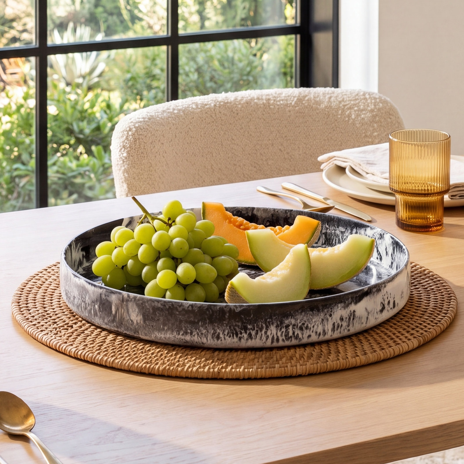 Lucente Black and White Oval Serving Bowl