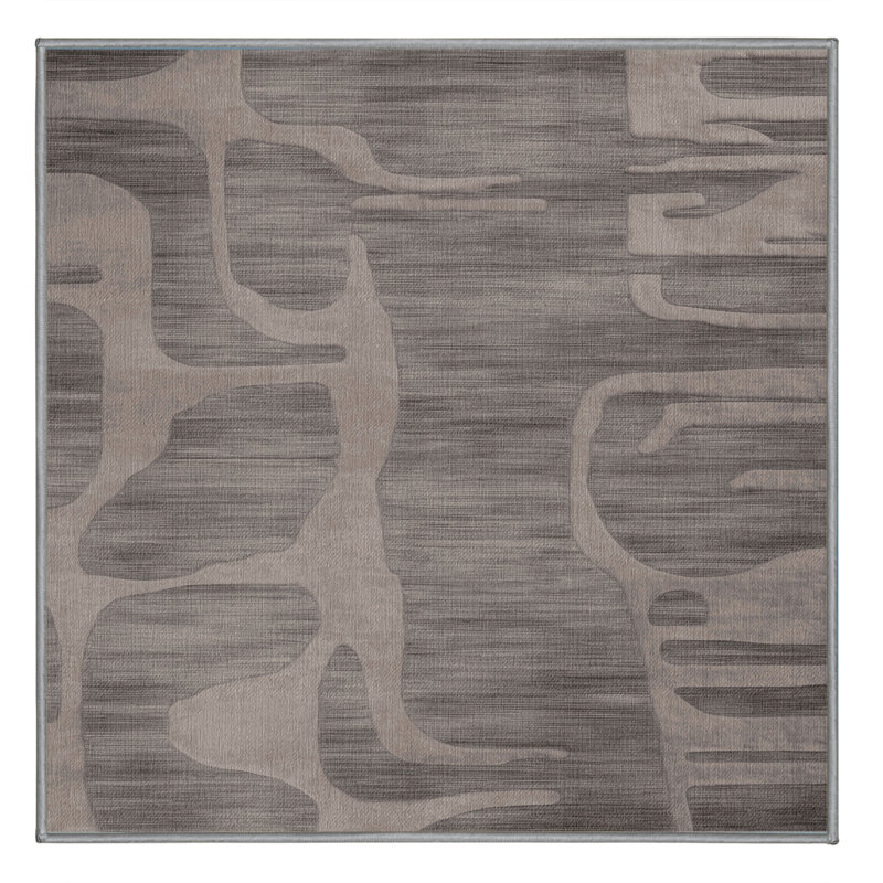 Tapis abstrait gris lavable à la machine, Carré 7 pi