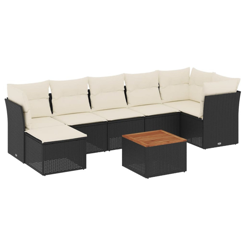 Ensemble de canapé de jardin Vidaxl - noir, blanc crème, brun
