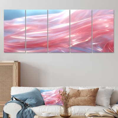 «Pink Waltz Whirl II - Abstract Geometric», art mural 5 pièces
