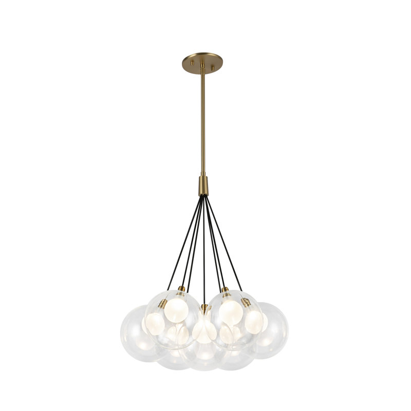 Bolla Steel LED Chandelier, Brushed Gold, 7, 18" H x 16.5" W x 16.5" D