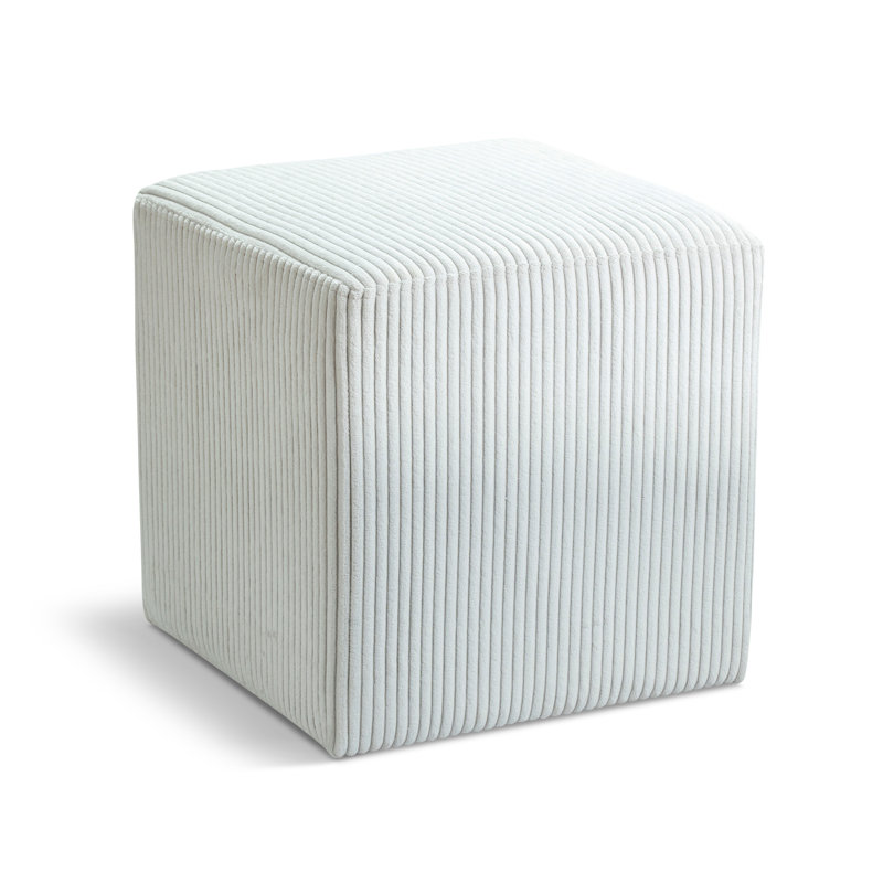 Roy Baber Upholstered Ottoman, Cream Microsuede Fabric