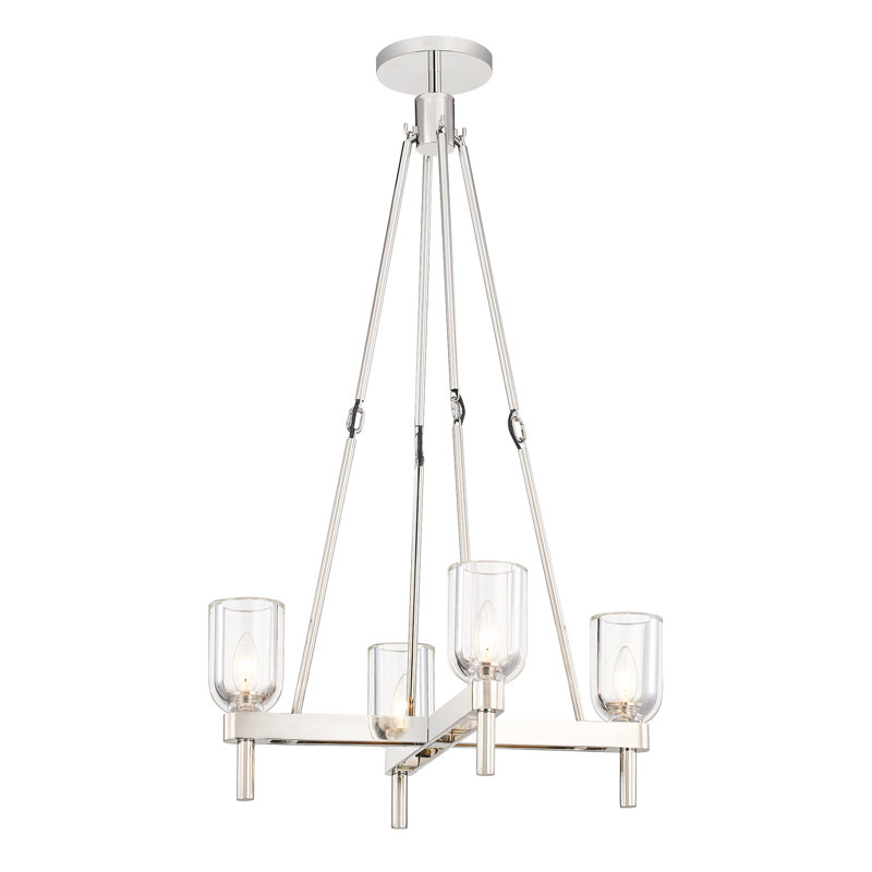 Lucian 4 - Light Chandelier, Polished Nickel/Clear Crystal