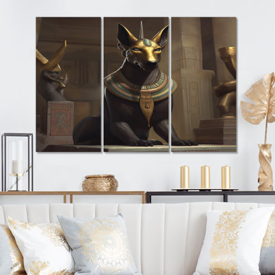 Reproduction d'art sur toile - dieu égyptien Anubis rétro