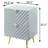 Grey High Gloss 2 Nightstand With Wave Pattern Ornamentation - Stylish Bedroom Furniture Strong Metal Legs Modern In And Storage