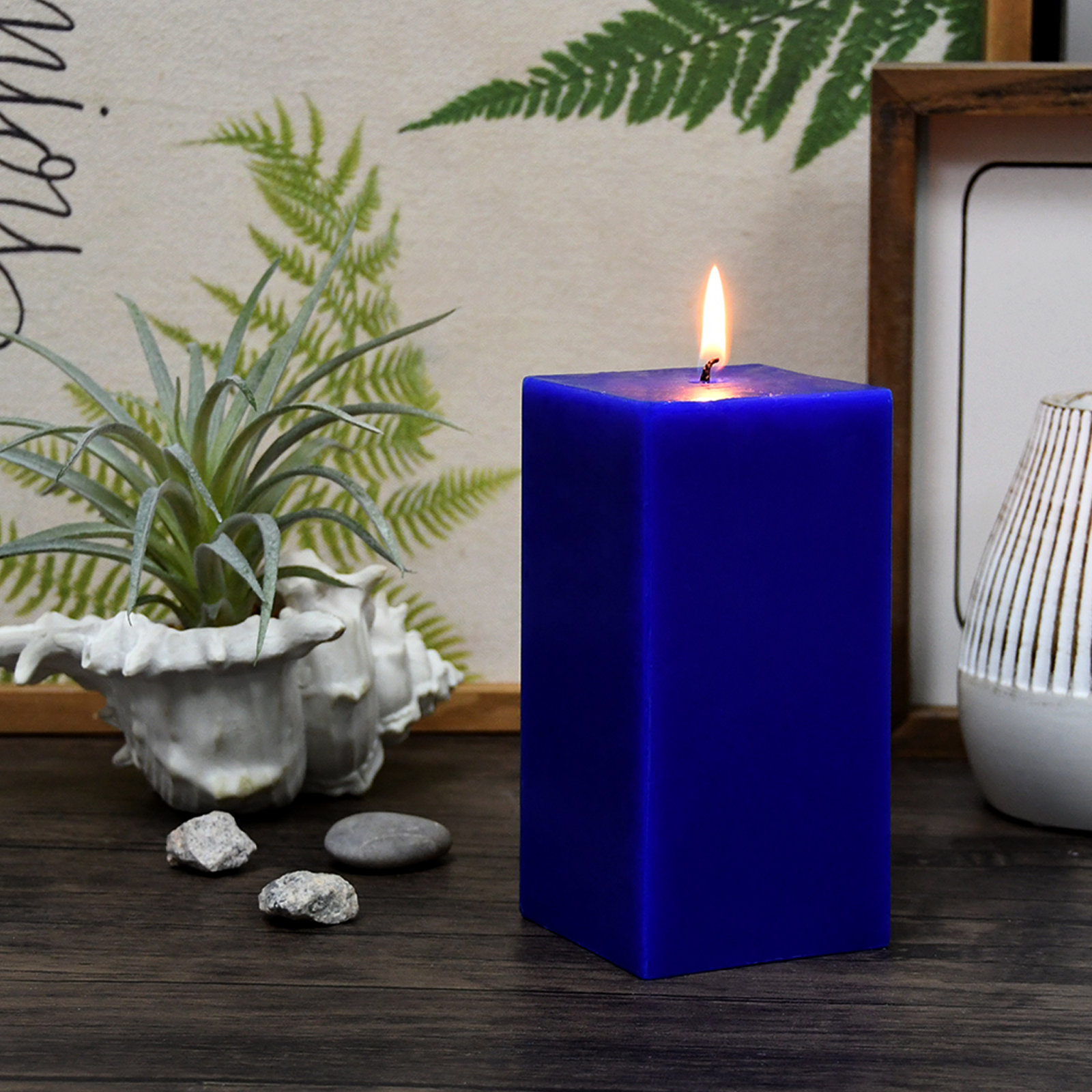 Citronella Pillar Candle, Blue, 6" H x 3" W x 3" D, 1 Candle