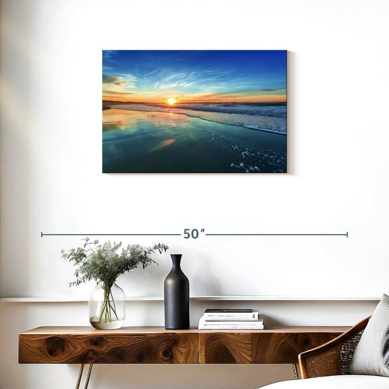 Gillard, soleil sur la plage, horizon, H 20 po x l 30 po