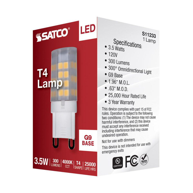 3.5 Watt White LED Bulb, 4000K