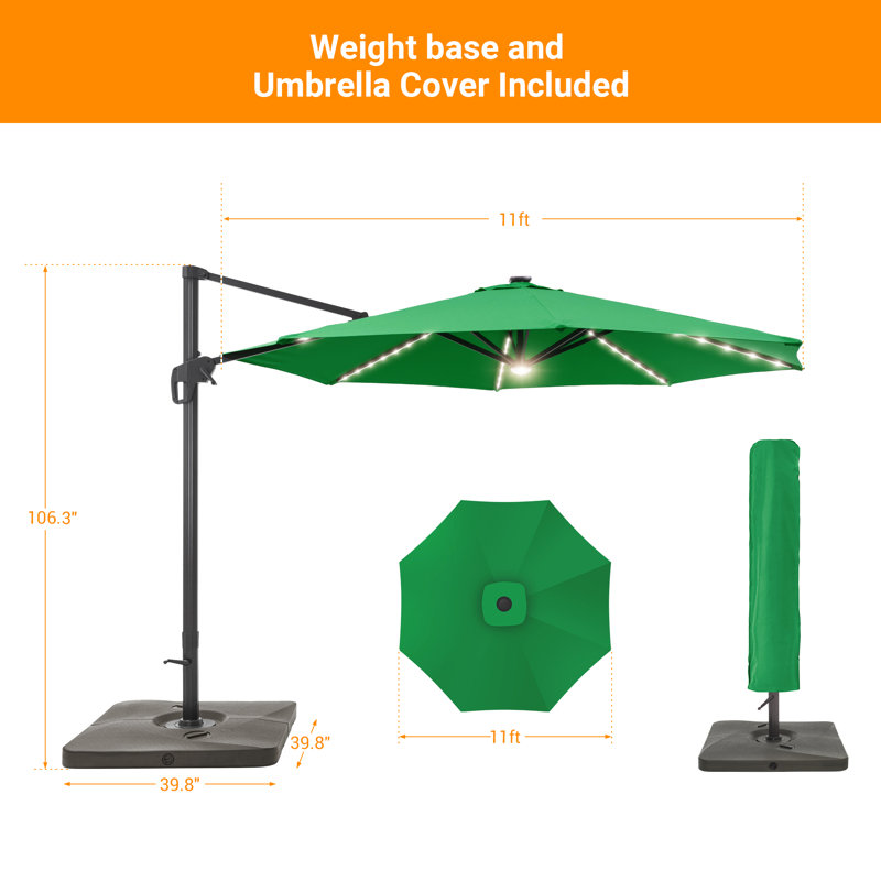 Parasol en porte-à-faux 11 'Kandee, Vert trèfle