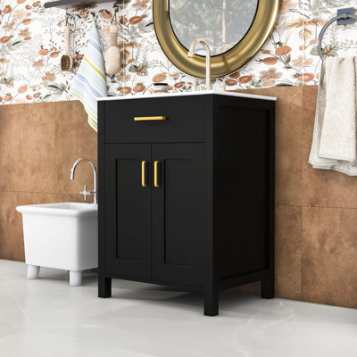 Ensemble de meuble-lavabo avec lavabo et tiroir en céramique