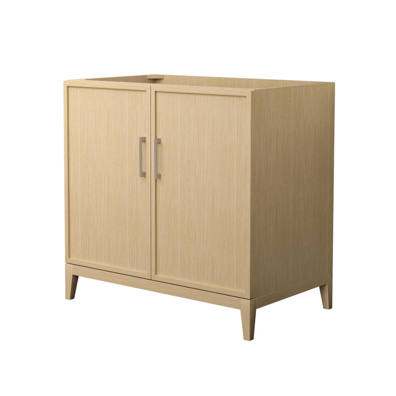Base de meuble-lavabo simple 35 po Elan seulement, Brun clair / nickel brossé