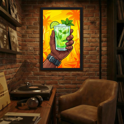 Abstract Tropical Cocktail With Lime And Mint