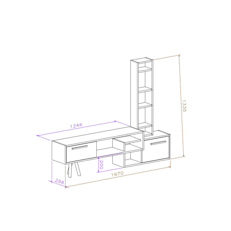 Burr Unfinished Entertainment Centre for TVs up to 55", Anthracite/Walnut