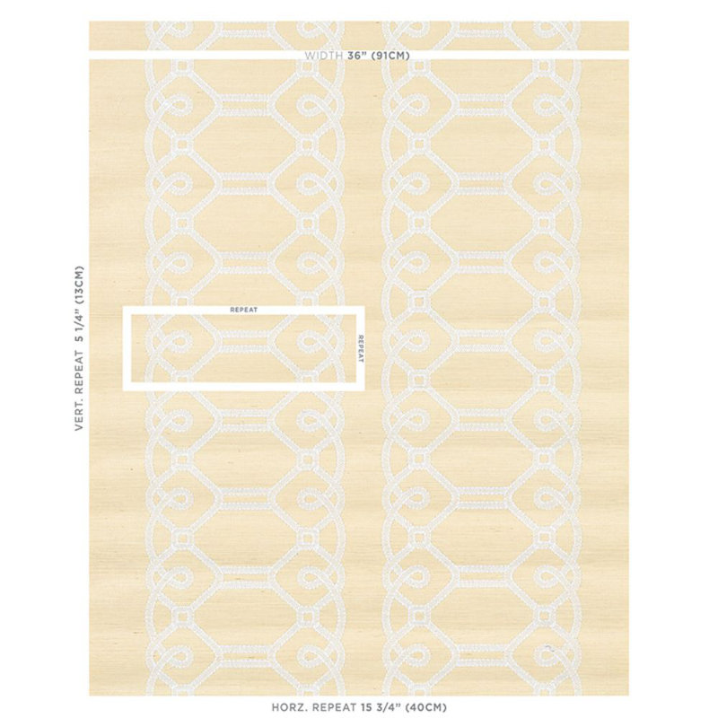 Ziz Embroidered Sisal Wallpaper, Neutral