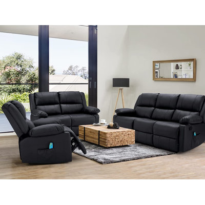 Stewbum Faux Leather Reclining Living Room Set by Red Barrel Studio