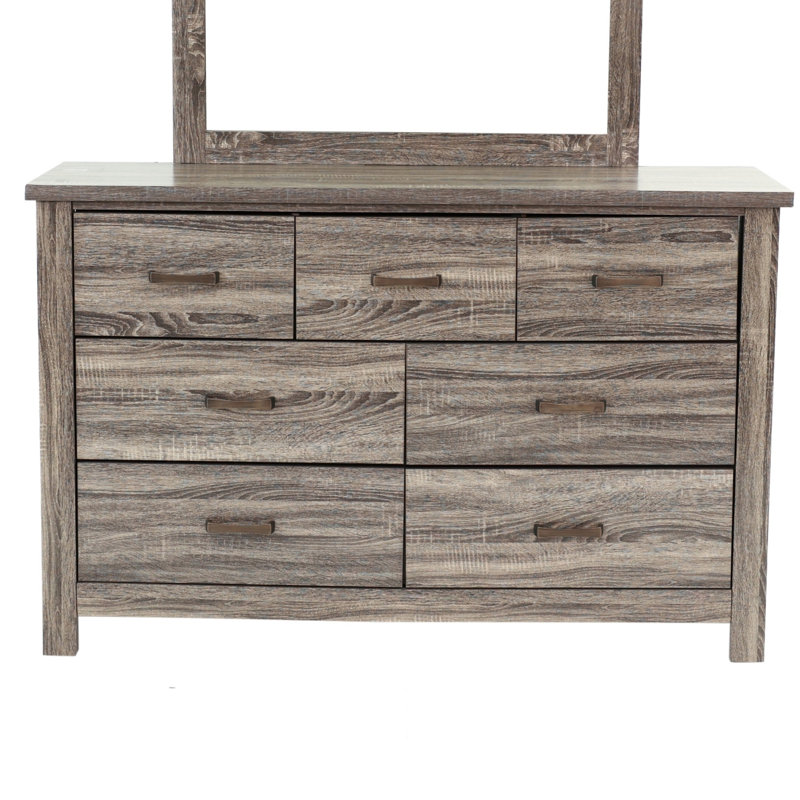 DRESSER en chêne gris, commode moderne à 7 tiroirs, chêne gris