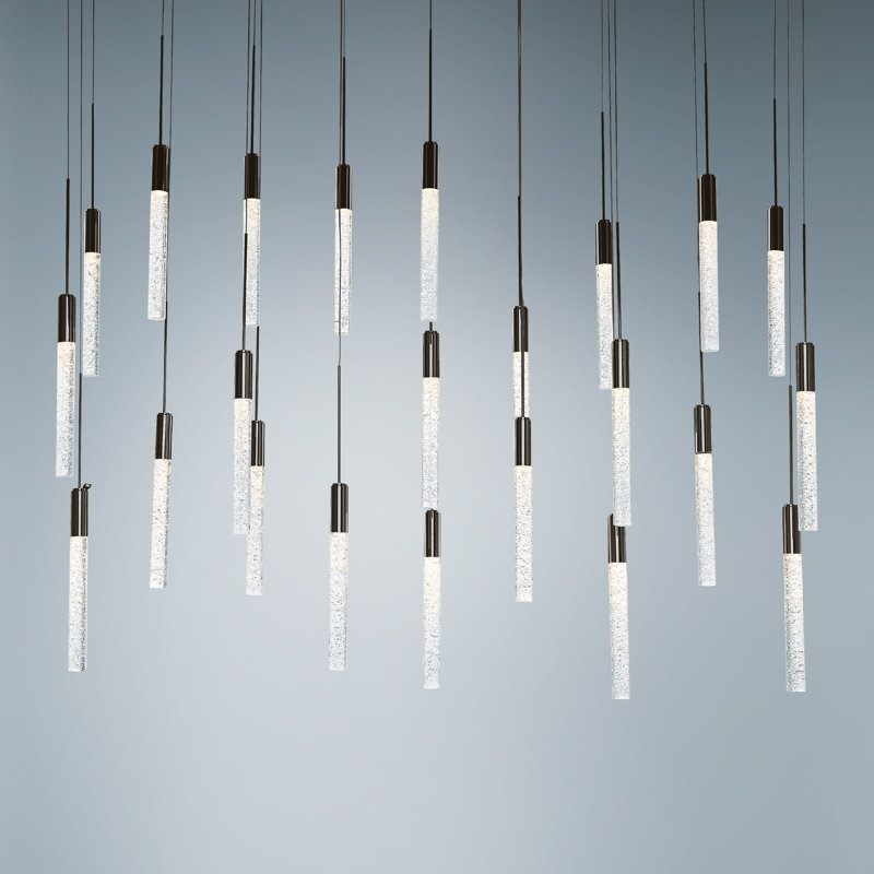 Electra Black Piastra Crystal 23-Light LED Island Pendant