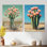 Cactus pastel «Bloom in the Desert I» - ensemble de 2 décorations murales en métal rose nature
