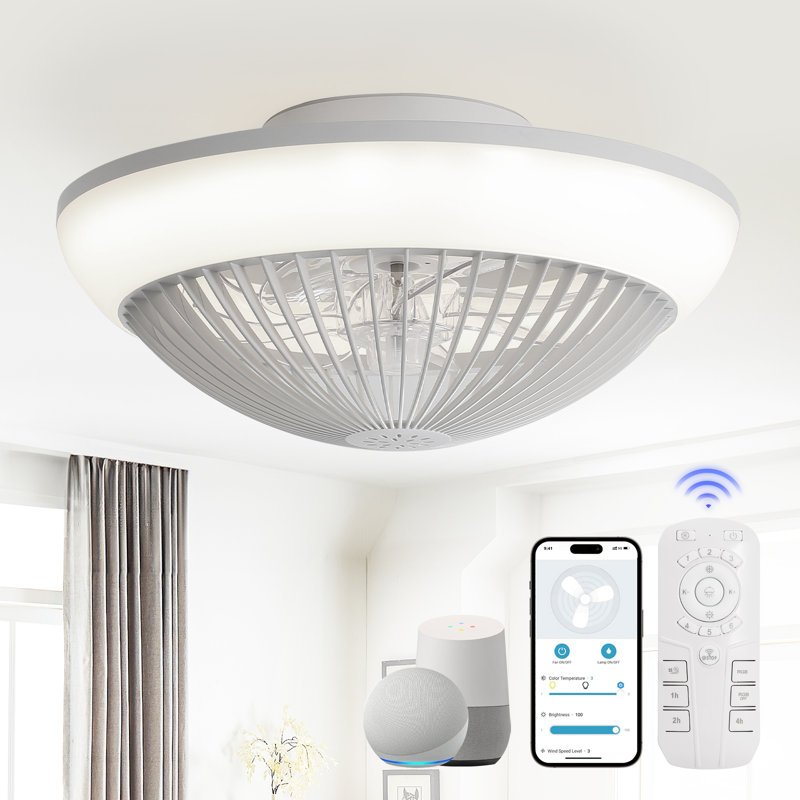 15" 7-ABS Transparent Blade Classic Ceiling Fan Light, RGB Immersive Lighting Effect, APP/Six-Speed Intelligent Control