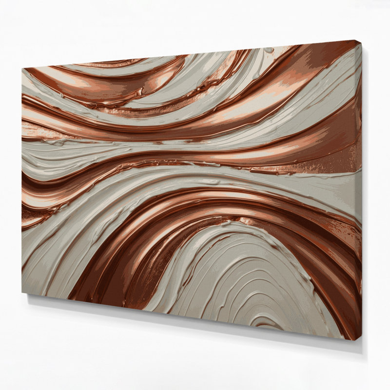 Impression sur toile horizontale horizontale rayée cuivrée beige ivoire, H 20 po x l 24 po