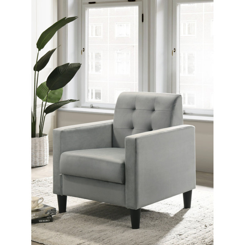 Ebern Designs 27.5" Velvet Accent Armchair With Tufting - Wayfair Canada