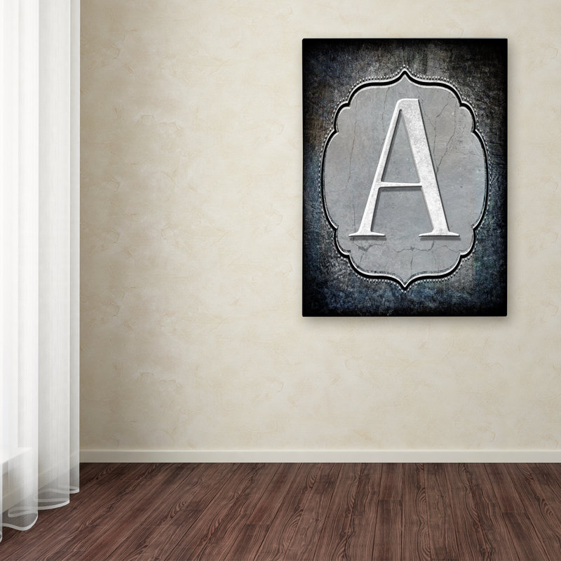 « letter a », art textuel sur toile tendue, H 19 po x l 14 po x P 2 po