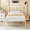 Cadre de lit simple, cadre de lit en métal avec tête de lit, lit plateforme en fer sans matelas ni sommier