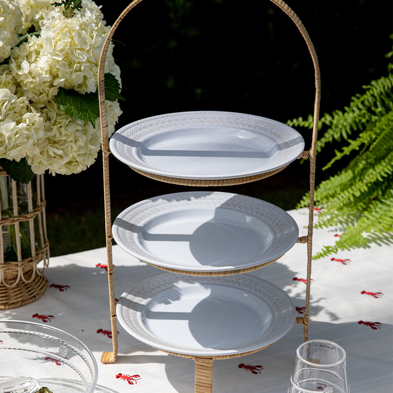 Provence Rattan Triple Tiered Server - Whitewash/Natural