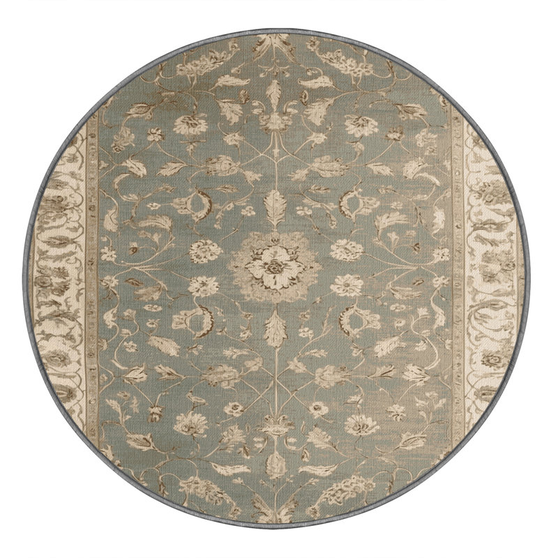 Tapis gris Tabriz lavable à la machine, Rond 3 pi