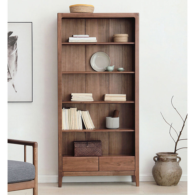 Simple And Modern All-Solid Wood Living Room Floor-To-Ceiling Bookshelf Storage Cabinet