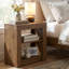 Table de chevet 24 pouces en bois massif avec 2 tablettes ouvertes, table de bout rustique moderne, table d'appoint décorative pour chambre à coucher et salon-935751171