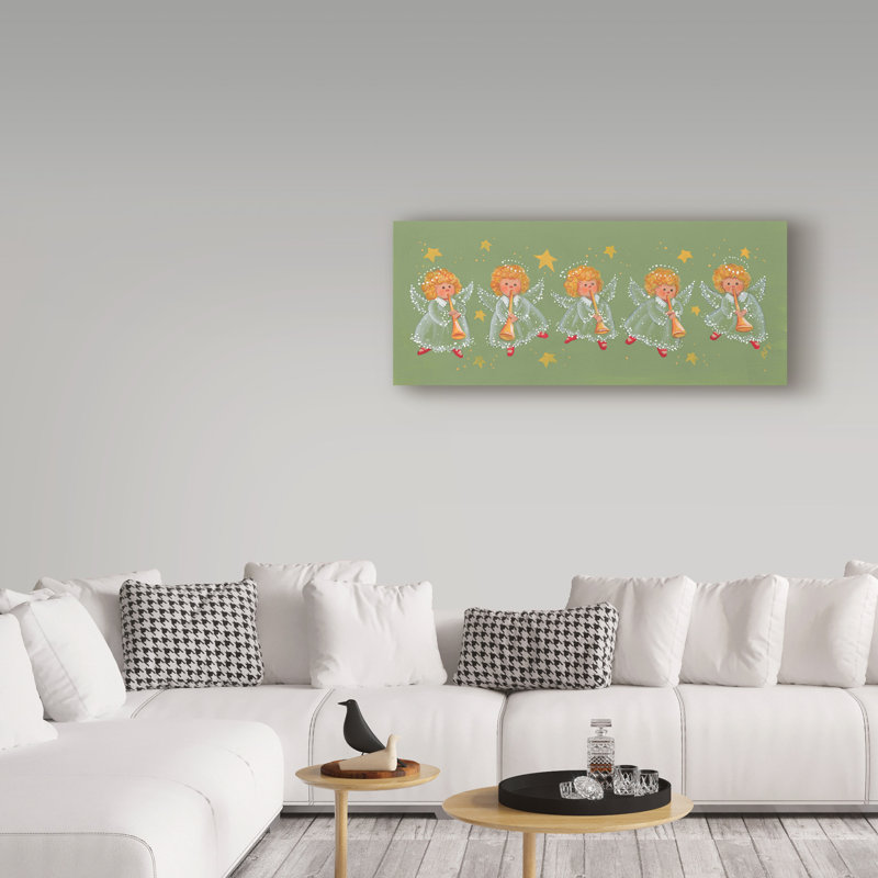 « blonde trompettes », art sur toile, H 20 po x l 47 po x P 2 po