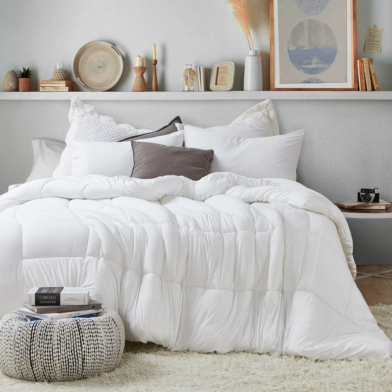 Summertime Coma Inducer Spandex-Infused Oversized Comforter, Queen Comforter, Cloud White