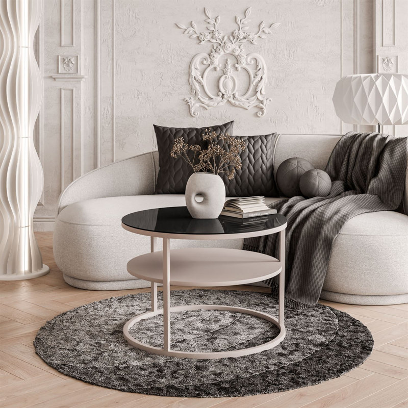 Frame Coffee Table with Storage, Black