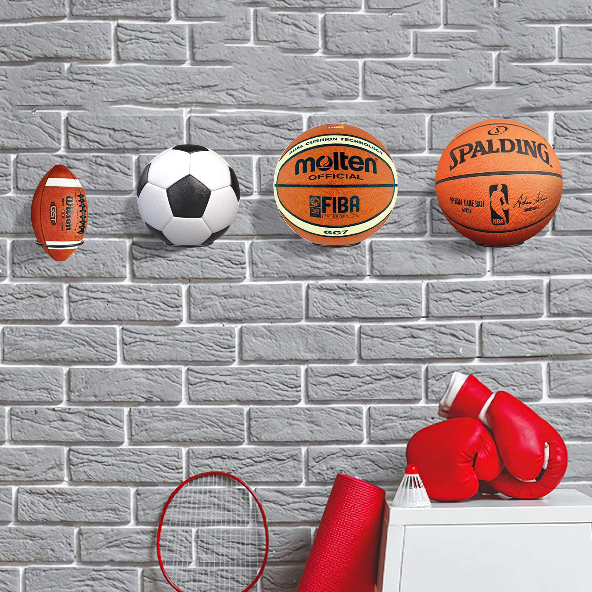 17 Stories Metal Wall Mounted Multi-Use Sports Rack (Set Of 5) | Wayfair