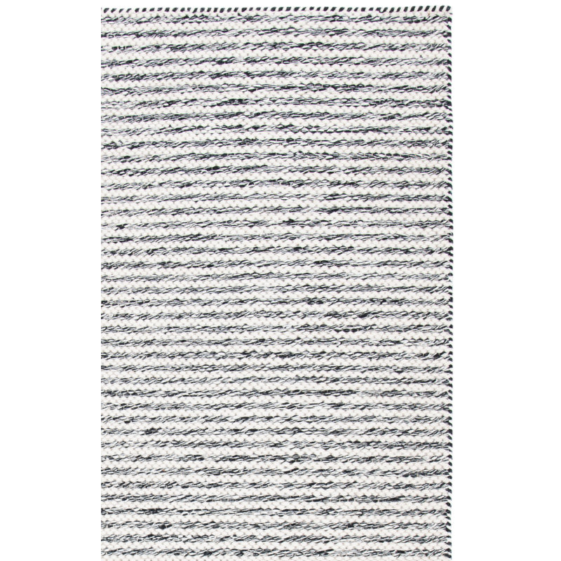 Braintree Flat Weave Wool/Cotton Rug in Ivory/Black, Rectangle 4' x 6'