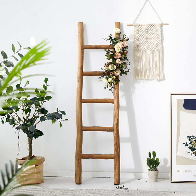 Fully Assembled 57" Wooden Blanket Ladder, Brown