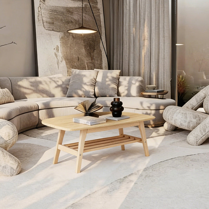 39 inch Solid Wood Double-Layer Coffee Table