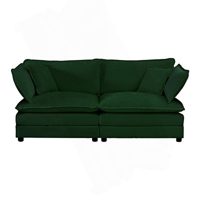 Armless Deep Seat 2 Seater Chenille Fabric Sofa To Combine With Alternative Arms And Single Armless Sofa