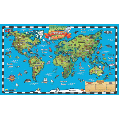 Popar Toys 2'' W x 2'' H Dry Erase And Laminated World Map