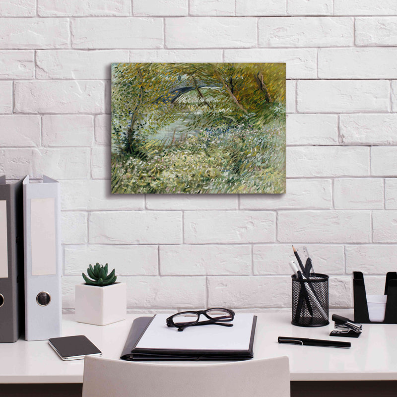 «River Bank In Springtime On Canvas» par MASTERS, reproduction, H 12 po x l 16 po x P 0,75 po