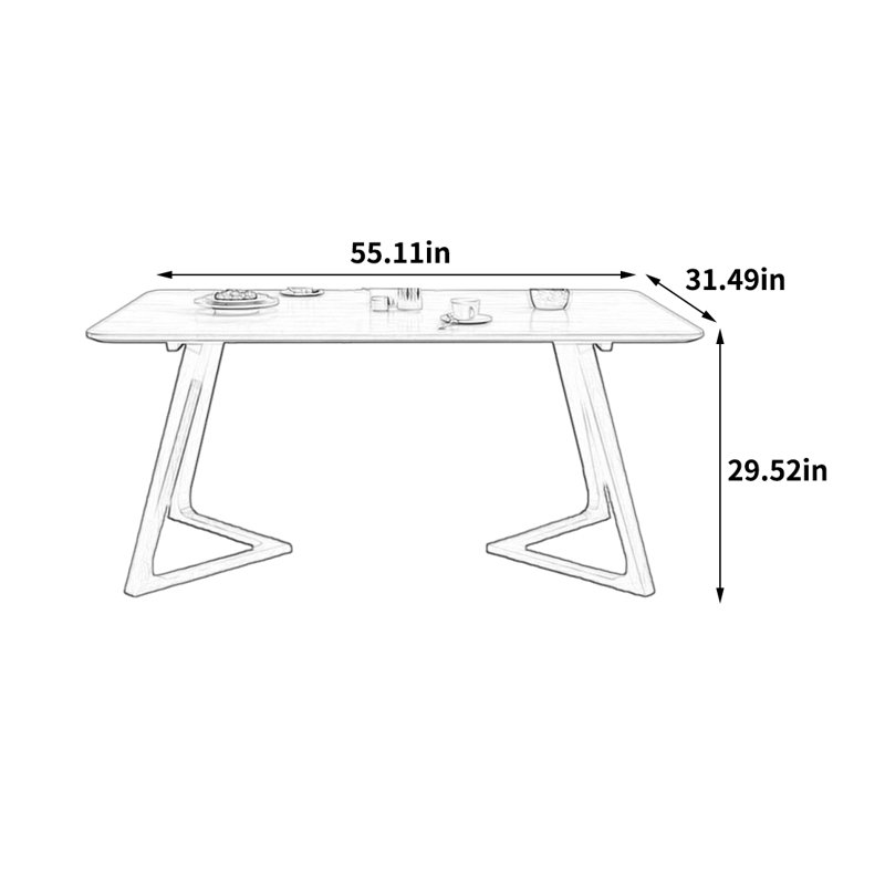 Table de salle à manger Nordic, H 29,52 po x L 55,11 po x l 31,49 po