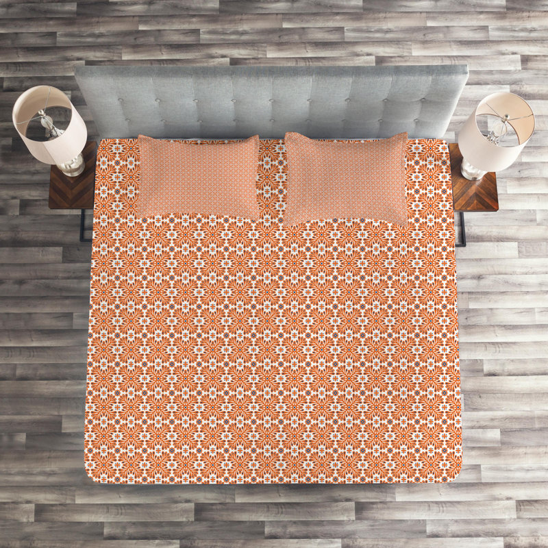 Morrocan Farmhouse / Country Coverlet, Morrocan Yellow Floral, King Bedspread + 2 Shams