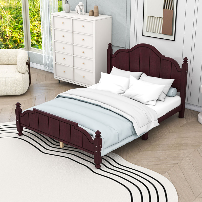 Platform Bed Frame with Headboard, Full, Espresso